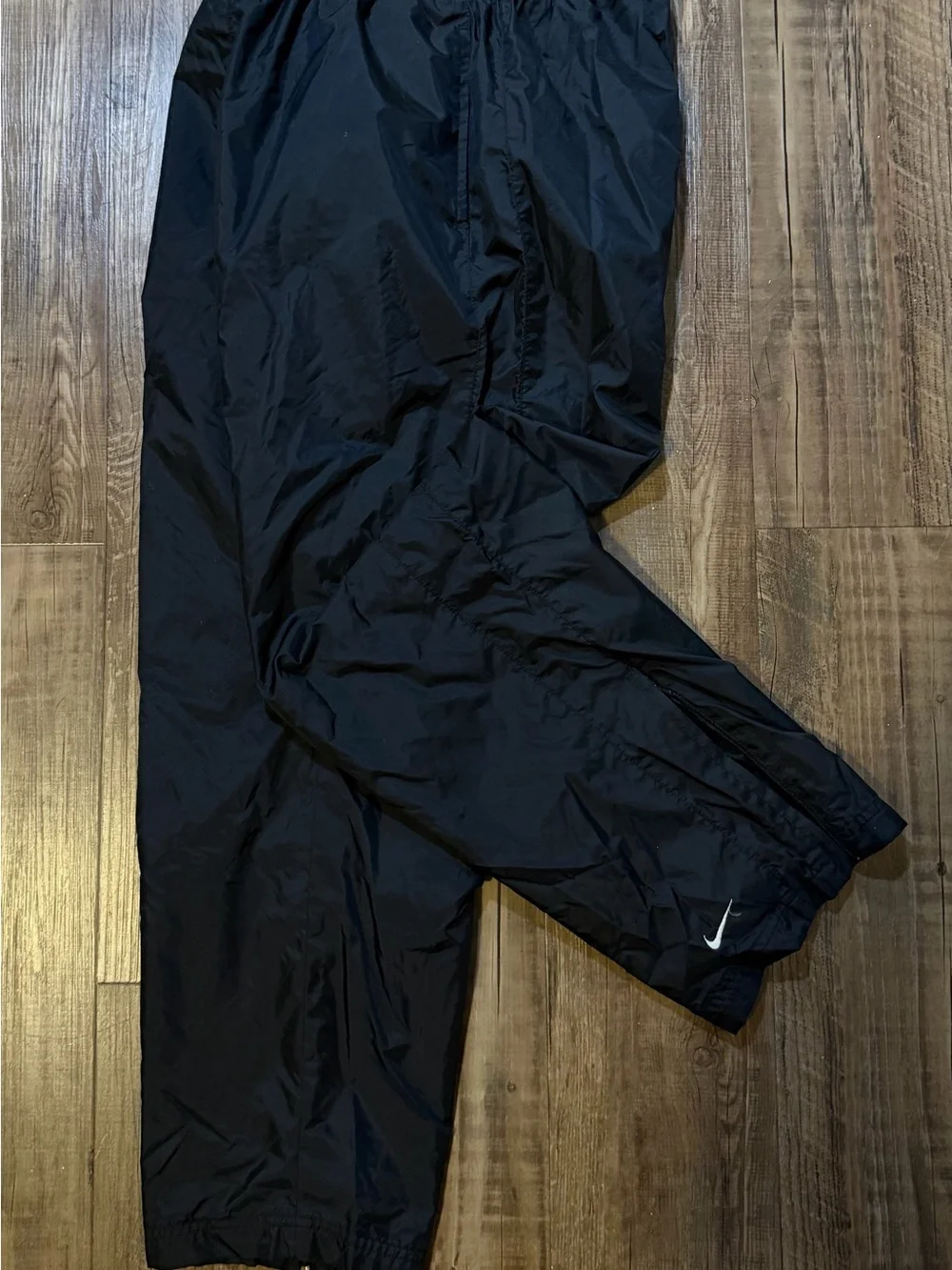 Nike Black Men's Lightweight Track Pants with White Swoosh